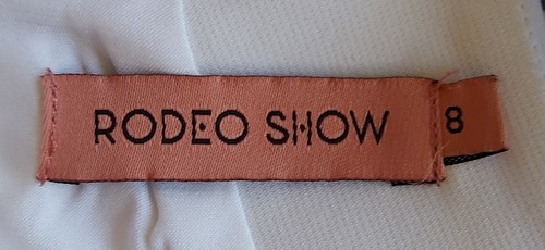 RODEO SHOW sleeveless midi dress NWOT white navy blue lined slit zip halter 8 - Picture 2 of 12
