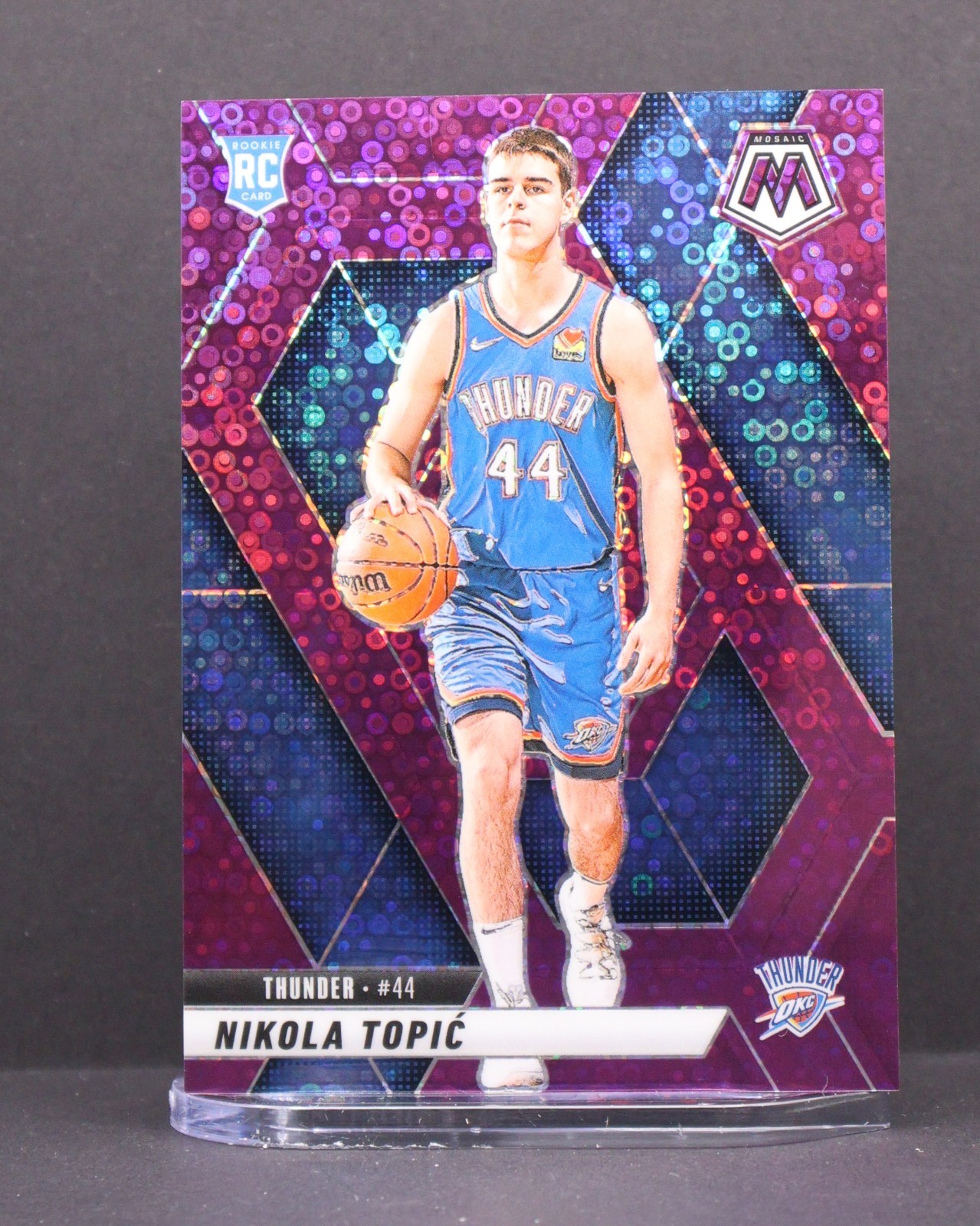 Nikola Topic 2024-25 Panini Mosaic #242 Fast Break Purple Disco Prizm /50 (RC)