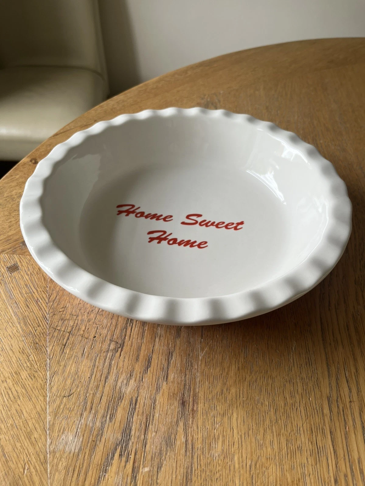 Vintage Laura Ashley Pie Dish Red & White Polka Dot 10" Home Sweet Home Rare