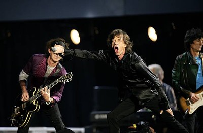 Mick Jagger Keith Richards Ron Wood onstage at San Siro Stadium Ju- Old Photo