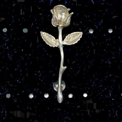 VTG Sterling Silver Signed JC Long Stem Rose Brooch New Old Stock 1 3/4'' 5.8g