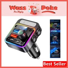 Efficient 54W Bluetooth 5.3 Car Charger Wireless FM Transmitter with Deep Bass