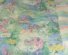 Vintage Twin Rose Floral/ Stripe Pastel Cottagecore Comforter Set Reversible