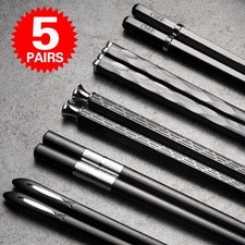 5 Pairs Chinese Chopsticks Kitchen Non-slip Chopsticks Tableware Alloy Reusable