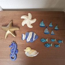 Vintage Ceramic Bathroom Wall Decorations Coastal Nautical Fish Boat Starfish