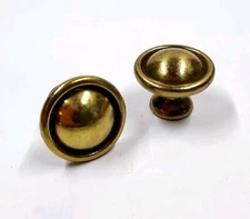 Vintage Brass Round 1" Knobs Drawer Pull Tool Box Furniture Hardware Estate Find
