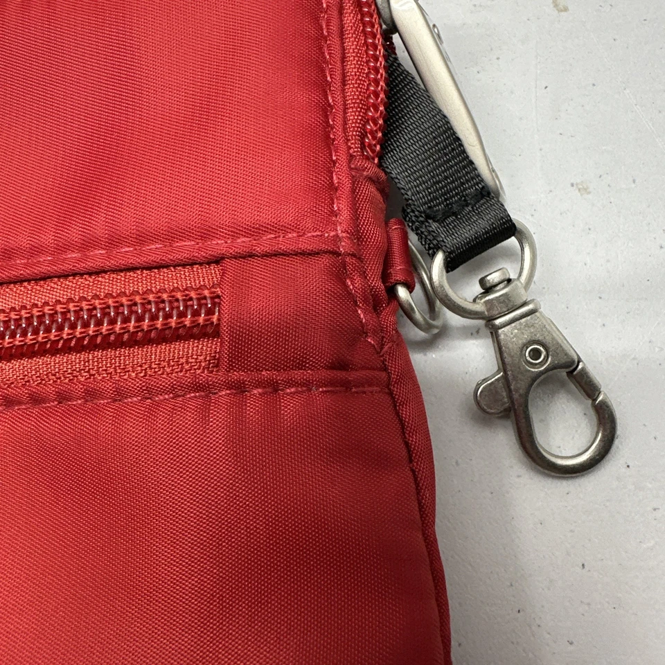 TRAVELON Anti-Theft RFID Red Crossbody Two Front Zippers One Back Pocket - Image 3 of 4