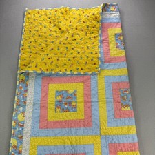 Vintage Handmade Baby Blanket Patchwork Quilt Nursery Rhymes Throw