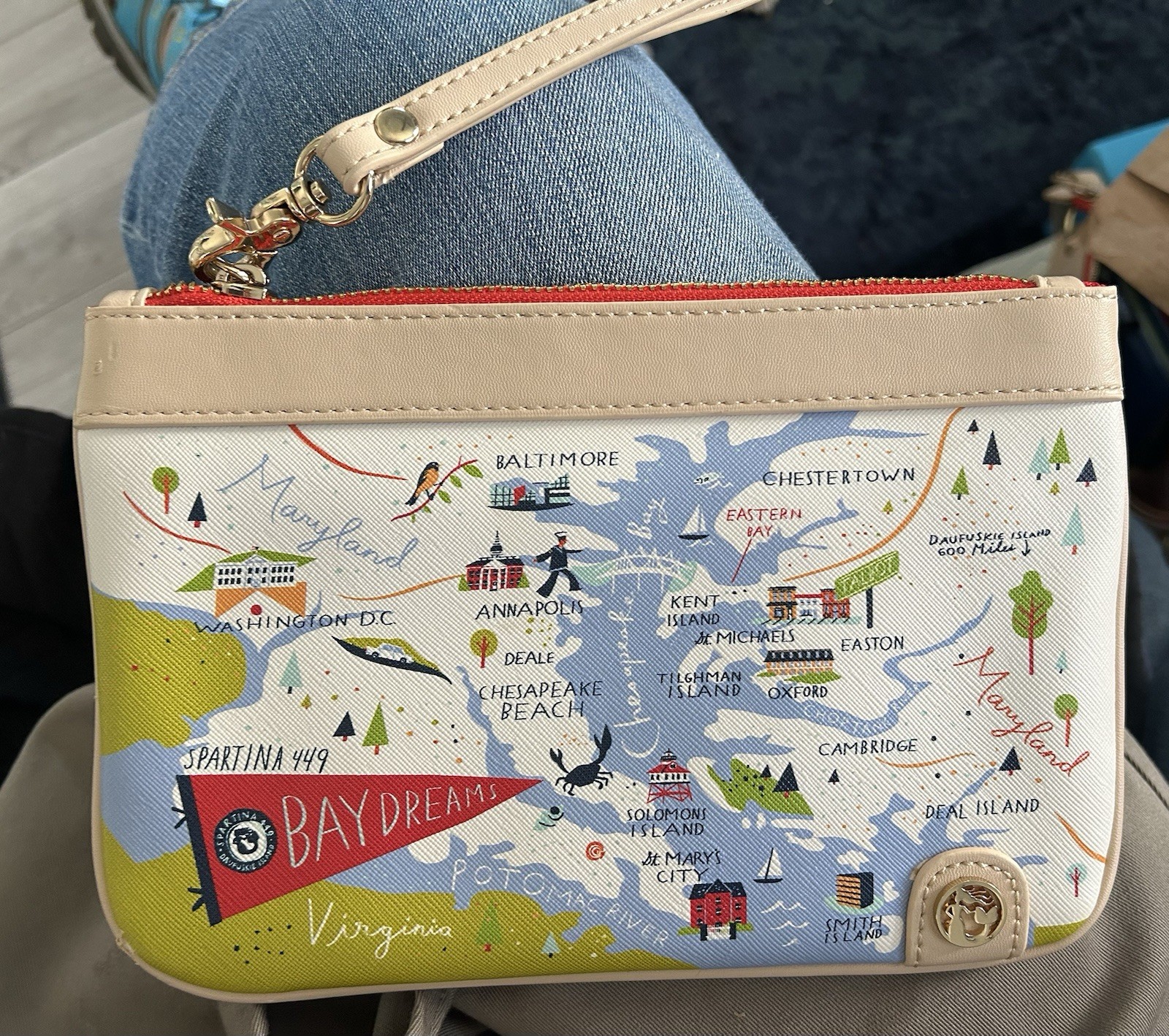 Spartina 449 Bay Dreams Chesapeake And Delaware Bay Scout Wristlet NWT