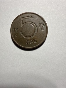 Sweden 5-öre coin, 1973. , bronze. Three crowns,