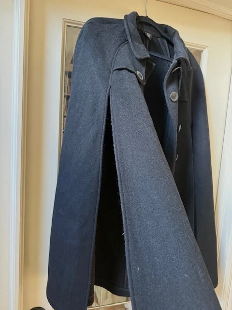 Capa Dillard's Invierno Cuello Negra Talla Única Lados Divididos Para Mujer Lana Botón Foto 2 de 4