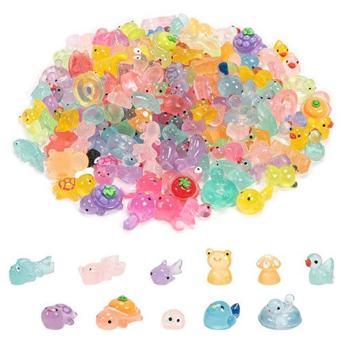 150 PCS Resin Animals, Luminous Mini Resin Animals Mixed, Glow in the Dark