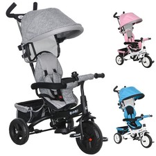 HOMCOM Triciclo per Bambini con Maniglione Cintura di Sicurezza 1-5 Anni