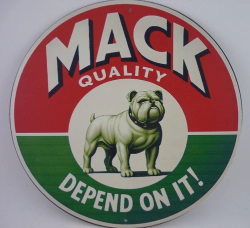 Mack Truck Bulldog Style Round Tin Sign 8in Vintage Garage Wall Decor 8" x 8"
