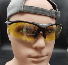 Oakley Black M Frame Sunglasses Yellow Lenses Sports Wrap (with Box & Spares)