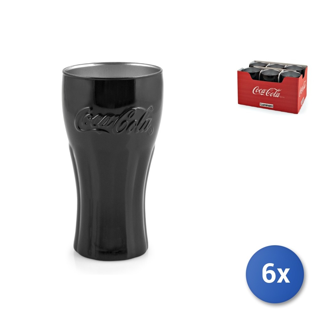 Cocacola Glasses 6x Glass Black 37 cl