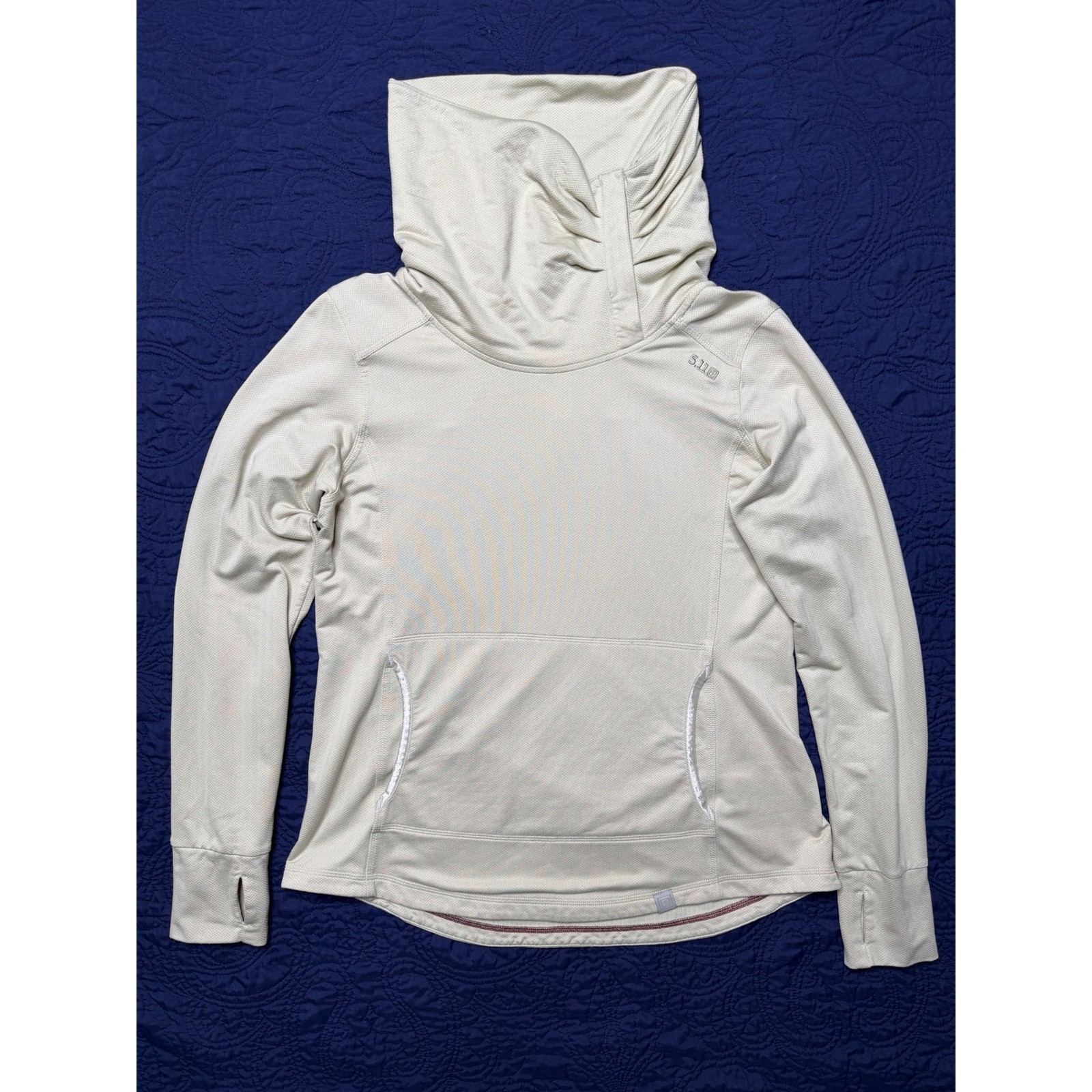 5.11 Tactical Women's L Beige Cowl Neck Long Sleeve Thumbhole Hoodie Sweatshirt