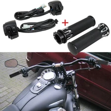1" 25mm Handlebar Hand Grips + Switches Controls Housing For Harley Dyna Fatboy