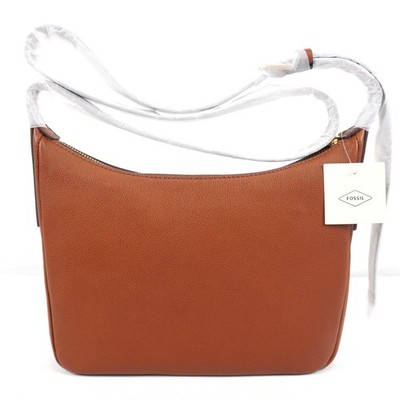 Fossil Cecilia Leather Small Brown Crossbody Bag W/ Gold Tone