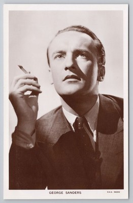 George Sanders Vintage RPPC Postkarte Picturegoer No 1241a Smoking RKO 1930s