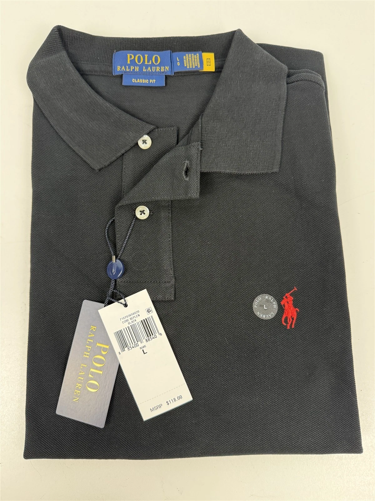 Polo Ralph Lauren Men’s Large Black Cotton Polo Shirt Red Pony Classic Fit
Opens in a new window or