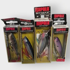 Lot of 4 VINTAGE RAPALA Skitter Pop SP-7 SB & SP-9 SB Surface Popper *New* NOS