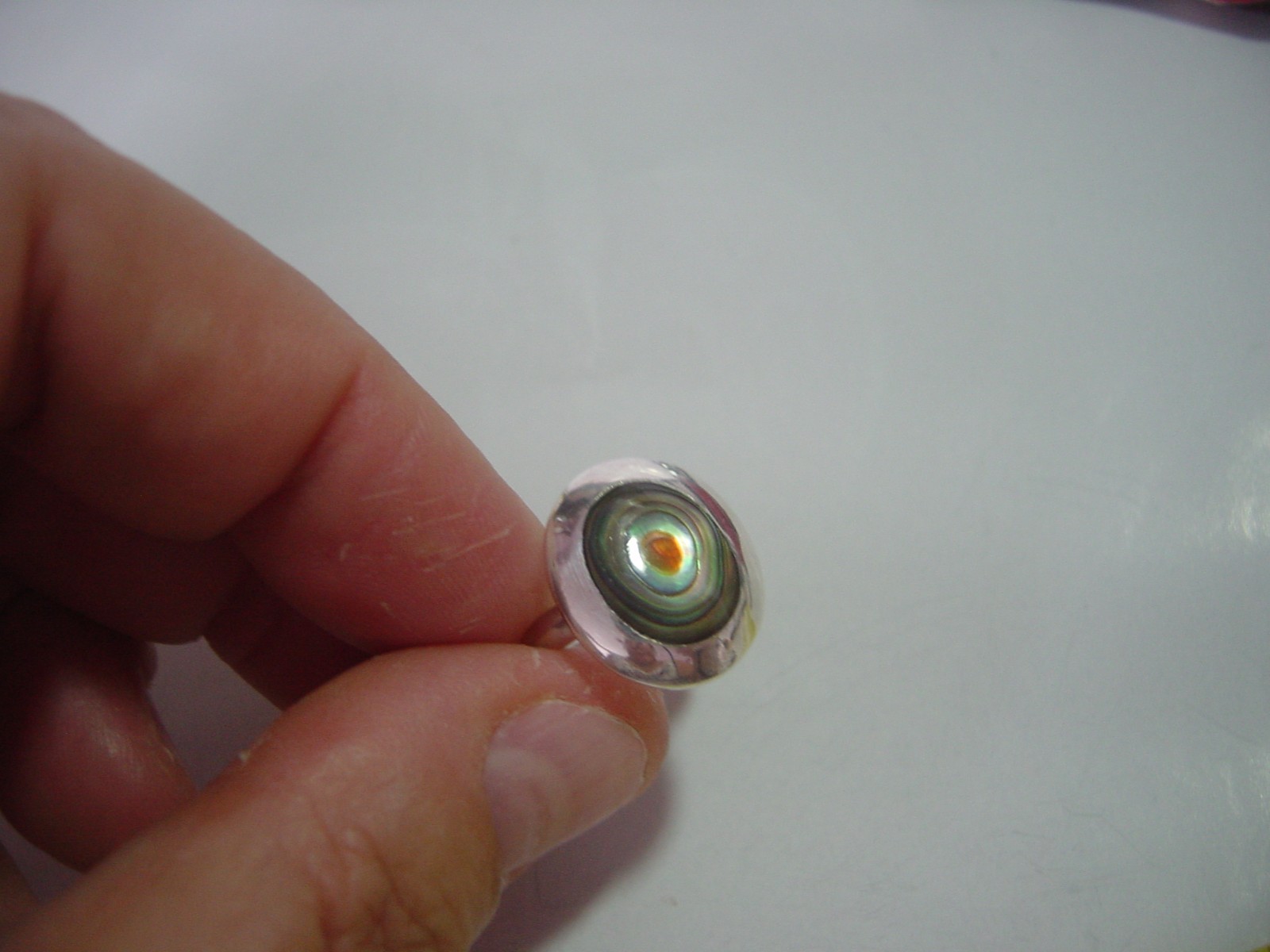 lovley Solid Silver oval Ring-superb shimmery aba… - image 7