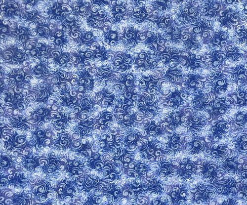 By 1/2 Yd Blue Swirls Clouds Wind Tone on Tone Cotton Quilt Fabric BTHY