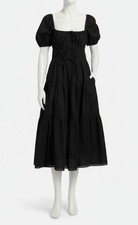 Ulla Johnson Women's Black Palma Clip Dot A-Line Midi Dress Size 0