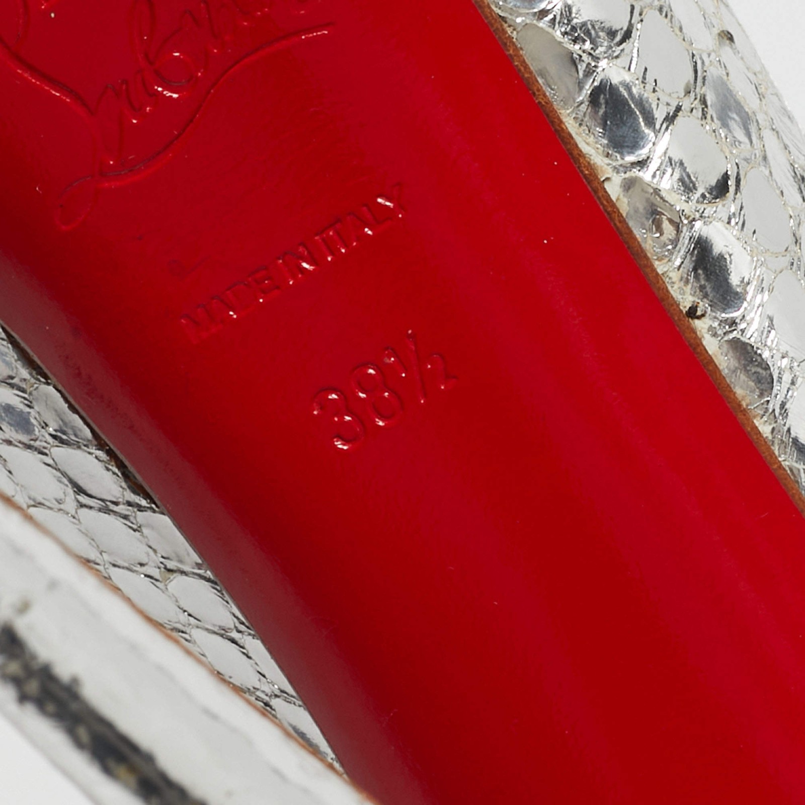 Christian Louboutin Silver Python Embossed Leathe… - image 8