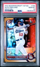 2022 Bowman Draft 1st Edition Alex Freeland #194 Gold Foil 1st Bowman /50 PSA 10