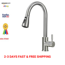 Kitchen Faucet with Pull Down Sprayer, Lead-Free Stainless Steel, 20 Inch Reach