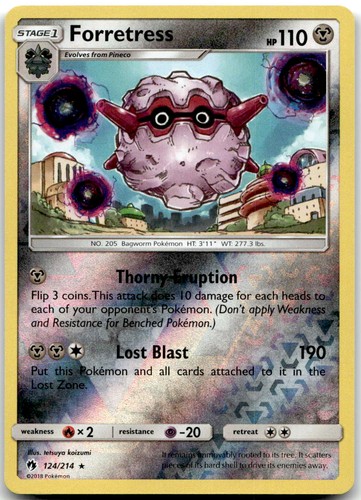 Pokemon Forretress Lost Thunder SM8 #124/214 Rare Reverse Holo LP $SALE$!