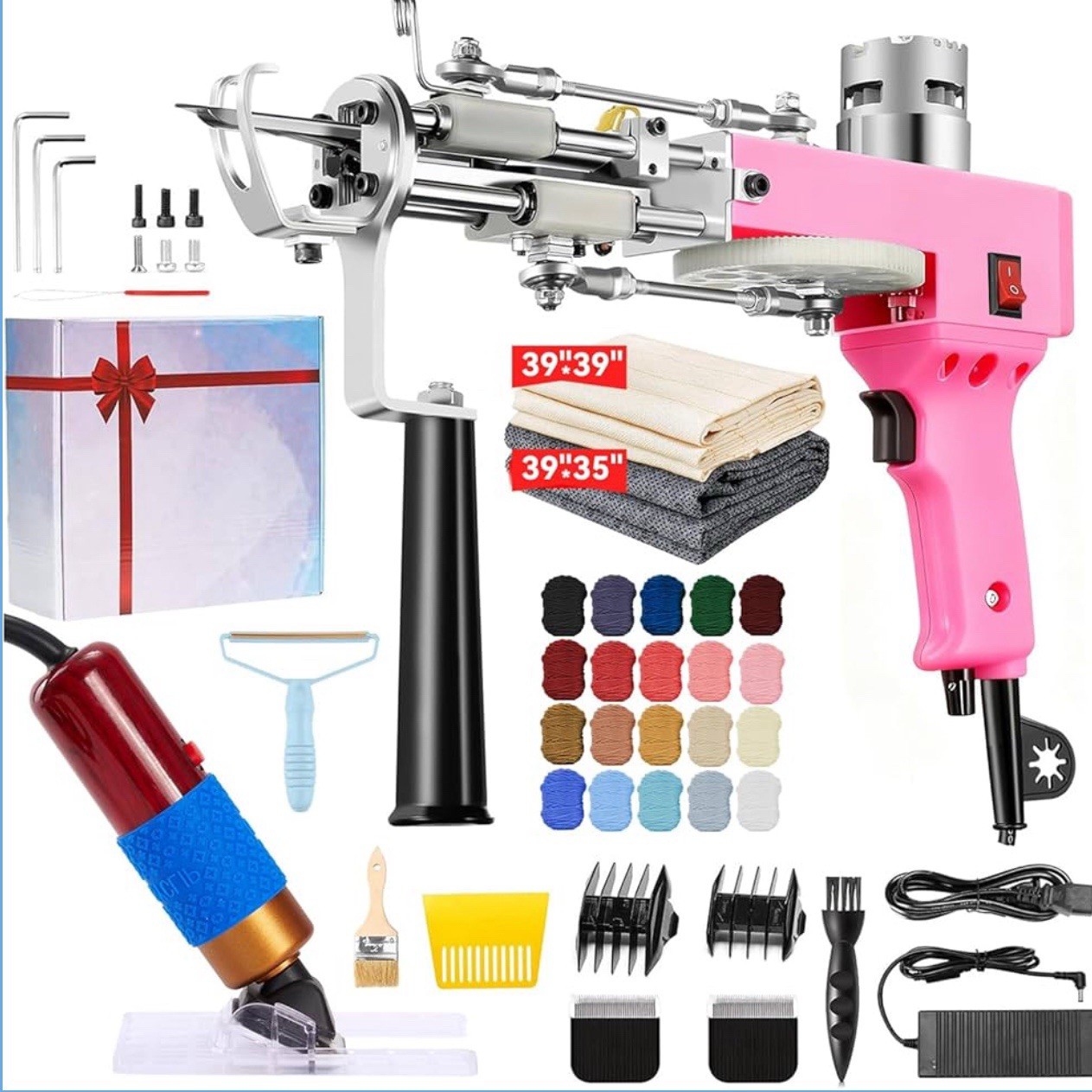 Rug Tufting Gun w/Carpet Trimmer Kit-Tuft Gun w/ Tufting-Shears, 2 In 1 Cut&loop