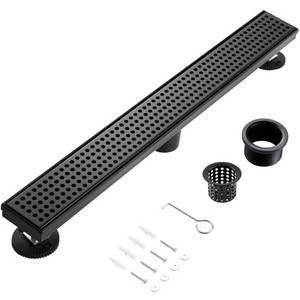 36 Inch Linear Shower Drain, Matte Black Shower Drain, Removable Grate, 304 S...