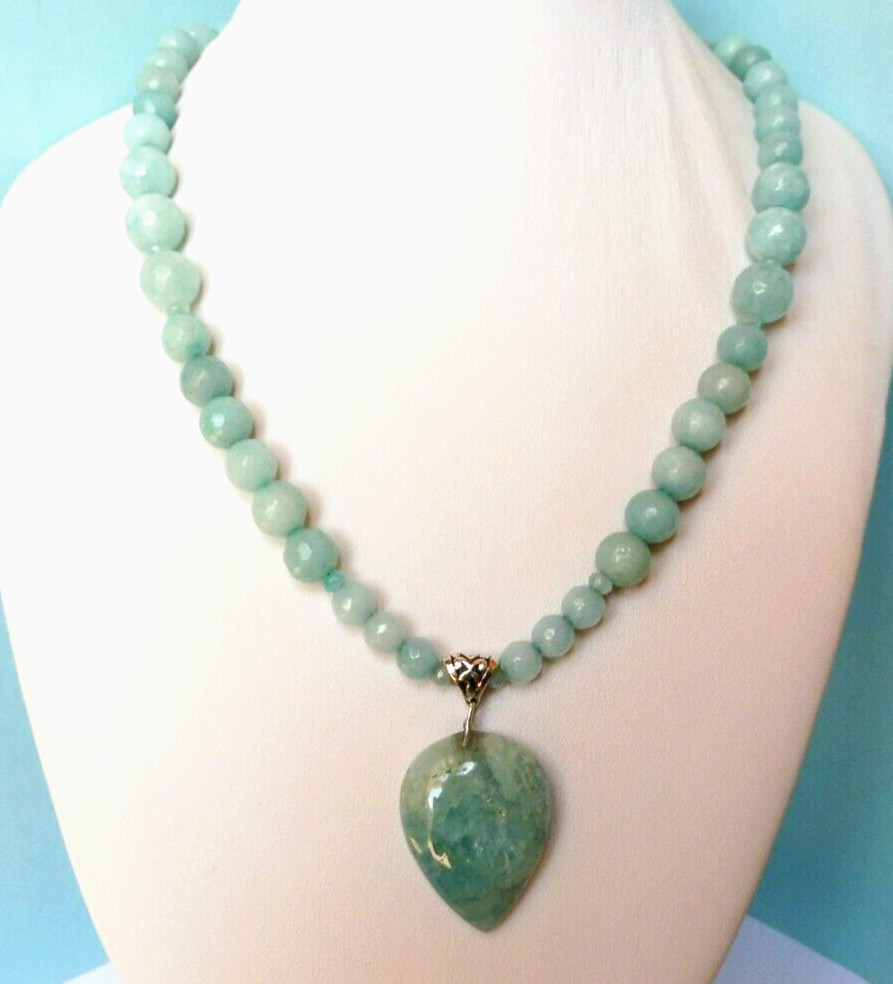 Collier Aigue-Marine Bleue Fine 45cm et Bijou Argent Massif Véritable