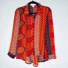 Sans Souci Top Womens S Red Stretch Spiked Buttons Career Artsy