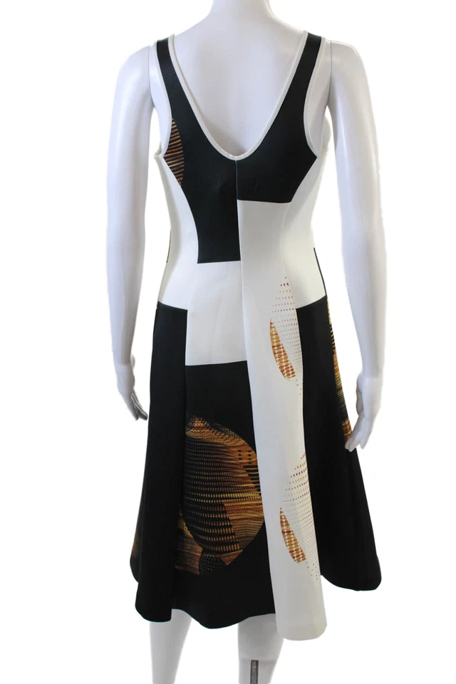 Vestido sin mangas con estampado geométrico blanco negro talla mediana Clover Canyon para mujer Foto 3 de 4