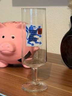 0 25 l Bierkrug Glas Glaskrug Krug Brauerei Löwenbräu Bamberg Bayern Spezial