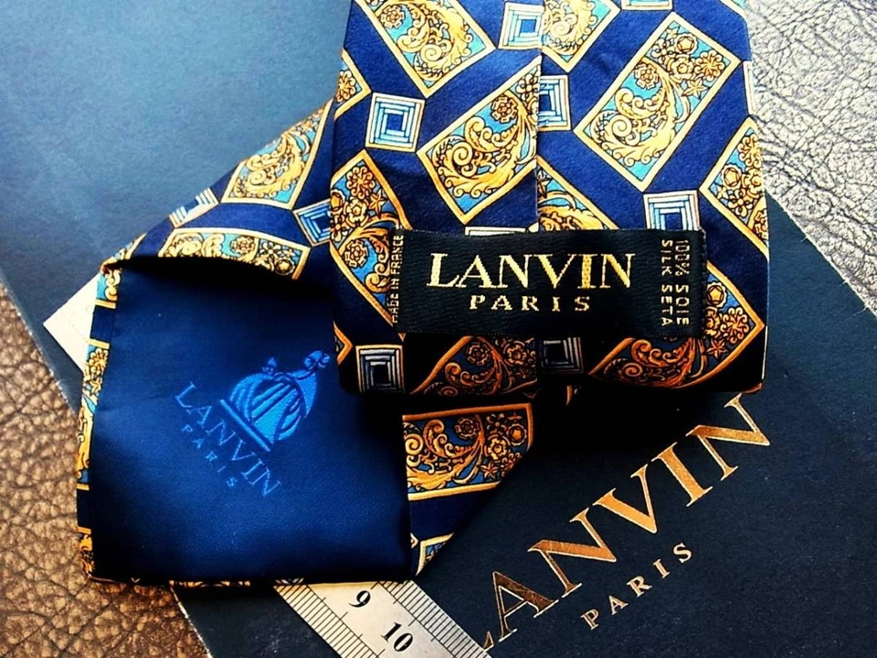 Corbata de lujo LANVIN para hombre unisex TODA SEDA 100 multicolor preciosa L333 Foto 2 de 2