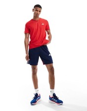 Image of Adidas Football Tiro Essentials Shorts In Navy and Red Size S Brand New