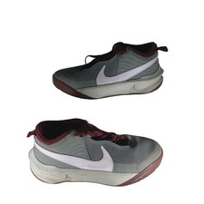 Nike Team Hustle D 10 6Y Grey Red Basketball Shoes CW6735-007 Athletic Sneakers