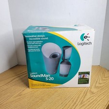 Logitech SoundMan S-20 2.5mm Jack Computer Speaker Set Open Box NOS