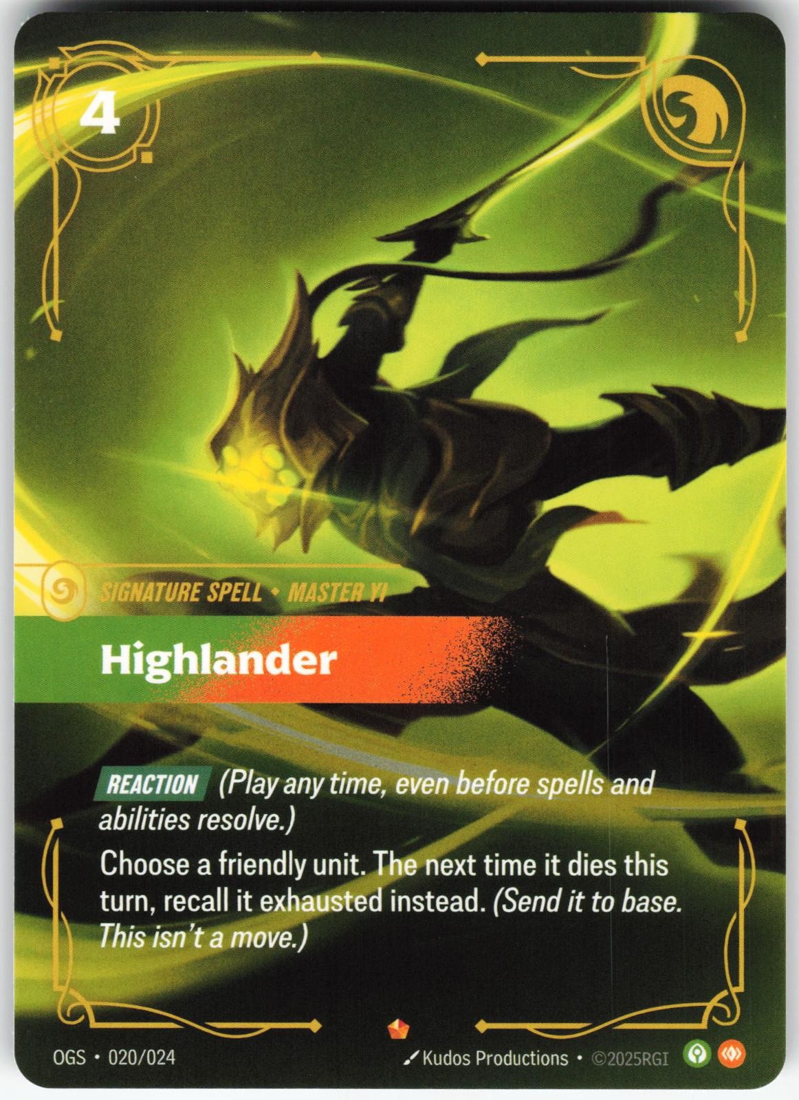 Highlander 020/024 Epic Origins: Proving Grounds Riftbound Near Mint Master Yi