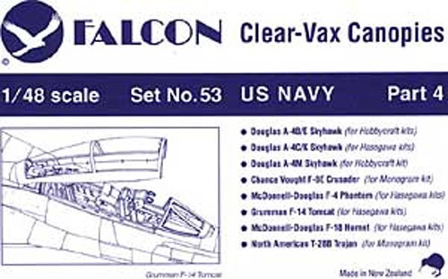 Set: A-4 F-4 F-8 F-14 F-18 T-28 Hobbycraft (1/48 Falcon 53)