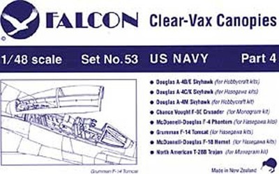 US Navy Canopy Set: A-4 F-4 F-8 F-14 F-18 T-28 Hobbycraft (1/48 Falcon 53)