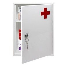 First Aid Medical Cabinet Safe Storage Box with Lock & Key Use at Home Bathroom