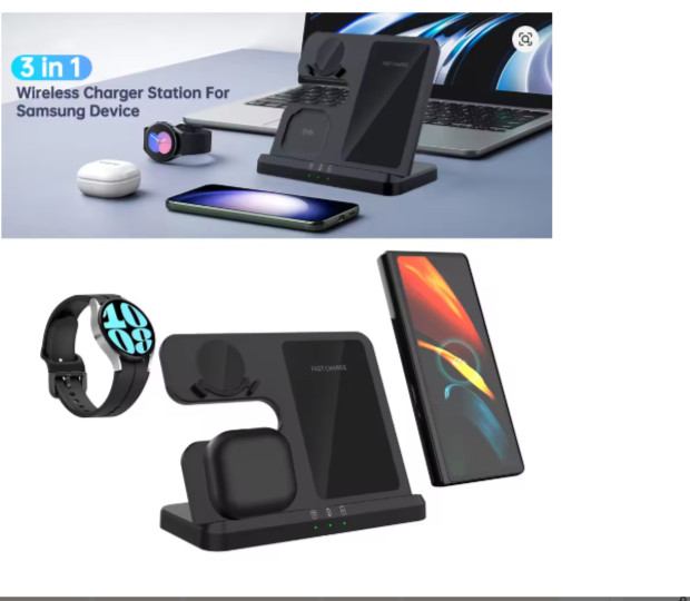 3-in-1 Fast Wireless Charging Station for Samsung S/Watch/Bud