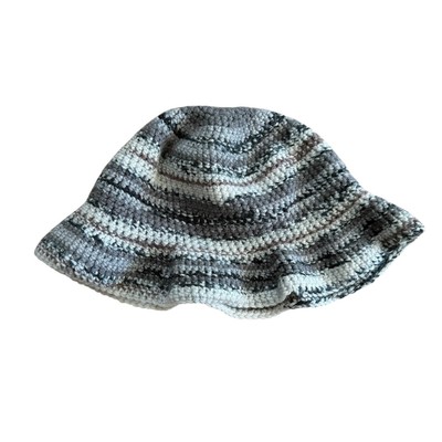 Handmade Crochet Bucket Hat Boho Kidcore Beach Gray Brown  display picture 3