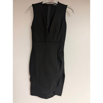 Lulus Black Sleeveless V-Neck Bodycon Cocktail Dress Wrap Tulip Skirt Small
